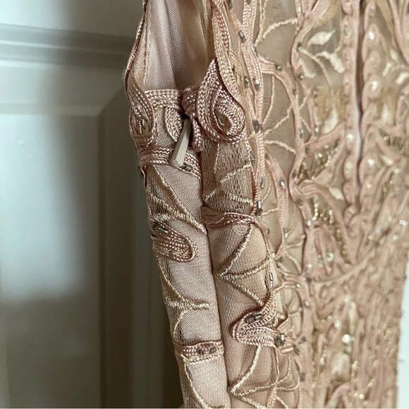Sue Wong Nocturne Blush Pink Beaded Lace Dress Size 2 - Picture 11 of 12